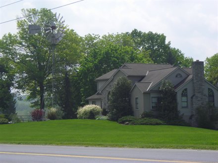 photo of an Amish home in Lancaster County, large, brown