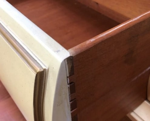 closeup image of dovetails on wood seams