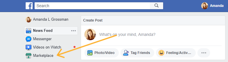 image of marketplace section on facebook