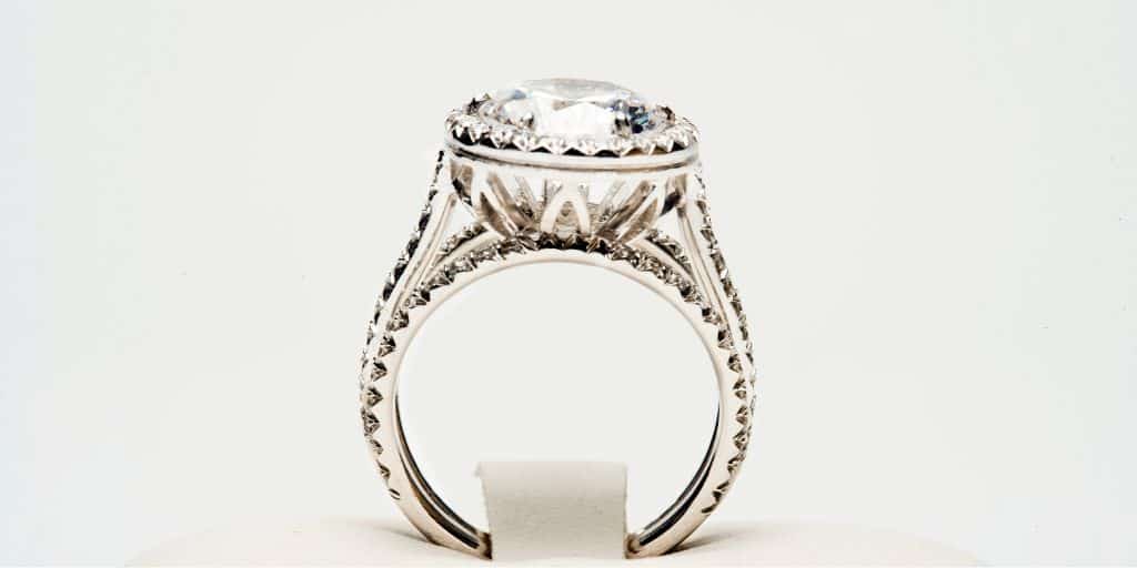 gorgeous, diamond engagement ring on white background