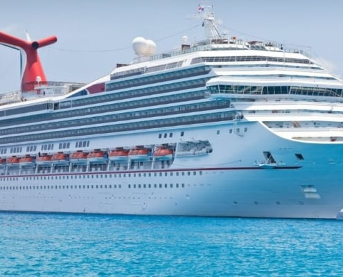 gorgeous cruise ship on Caribbean blue waters