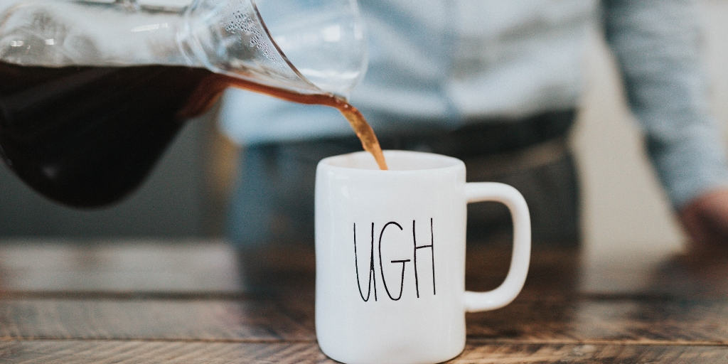 coffee mug on wooden table with 