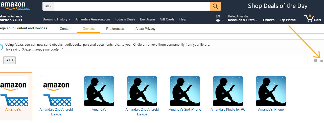 screenshot of amazon kindle devices, grid shot