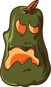 cartoon image of green pumpkin monster