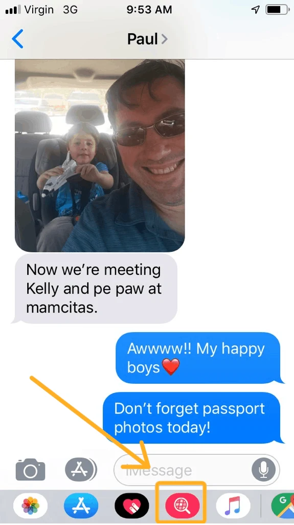 screenshot of me texting husband