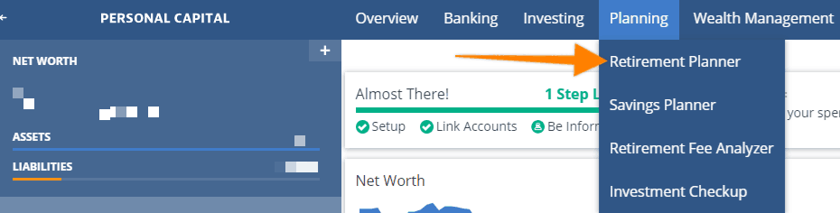 screnshot of personal capital retirement planner