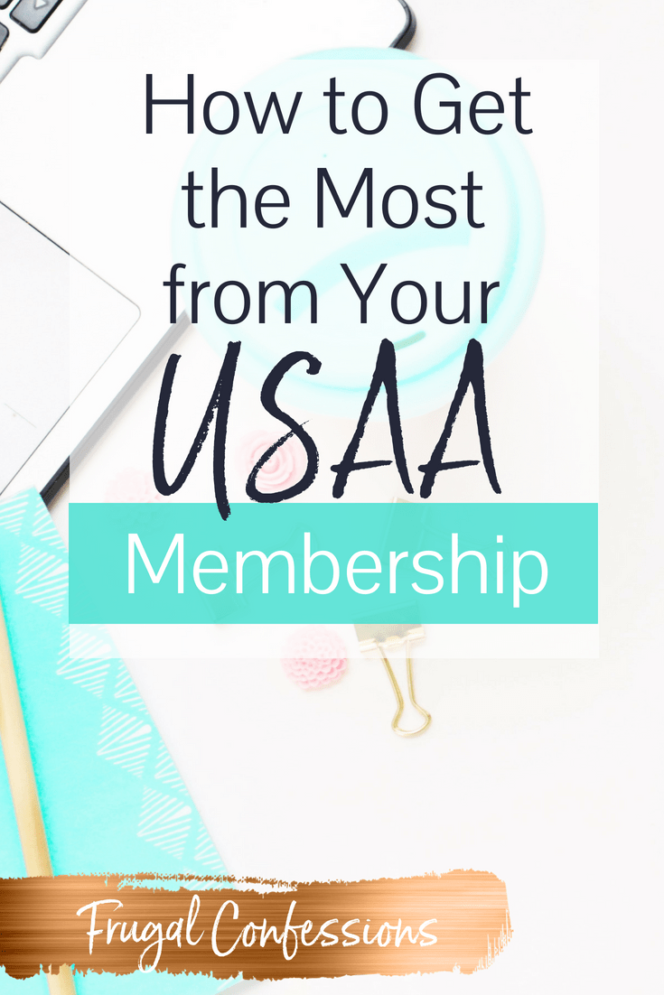 coffee cup with a light blue lid on a desk with a laptop, with text overlay, "how to get the most from your USAA membership"