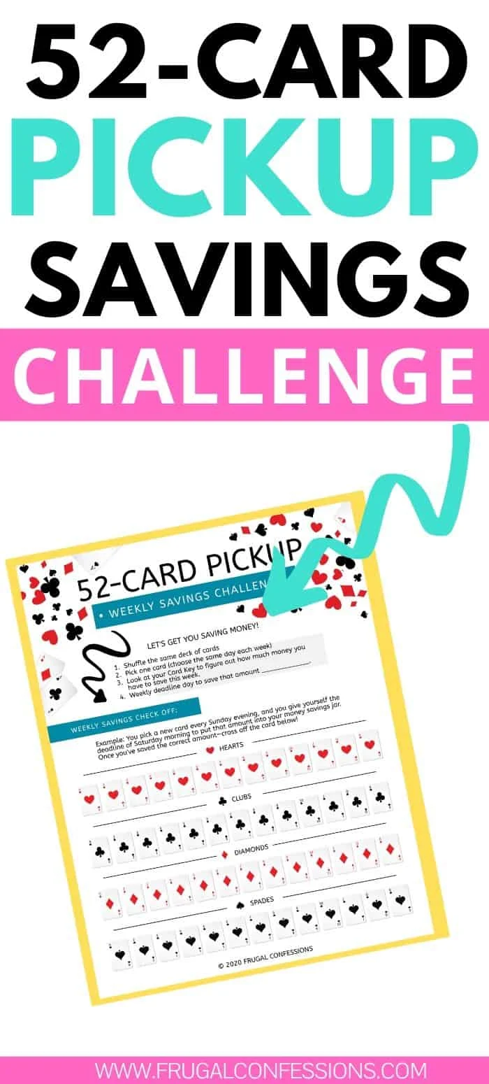 image of 52 card pickup savings challenge optin on a pinterest pin