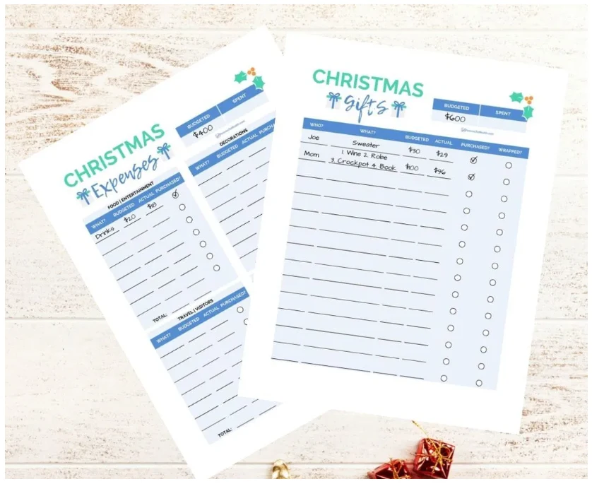 screenshot of free Christmas budget printables from Pennies to Wealth