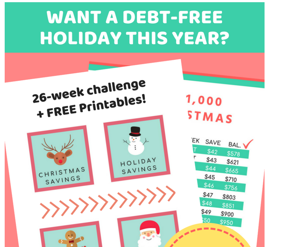 screenshot of 26-week christmas savings plan challenge