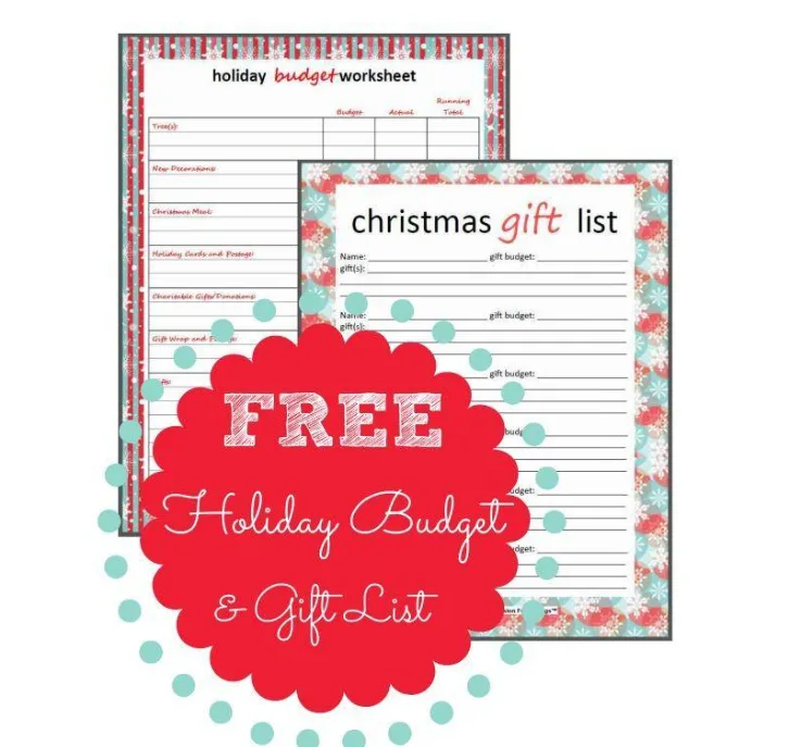 screenshot of holiday gifts budget printable from passion for savings