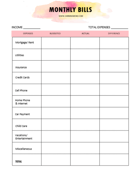 simple budget template