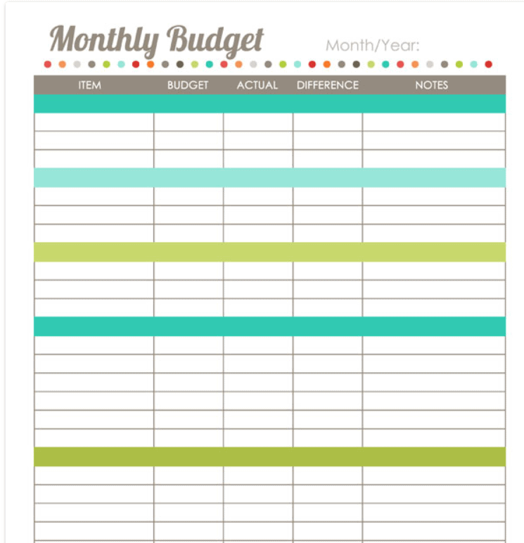 Monthly Worksheet Printable Free