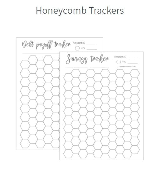 screenshot of emergency fund chart with honeycombs to fill in