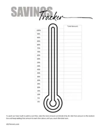 screenshot of savings tracker thermometer with blank lines