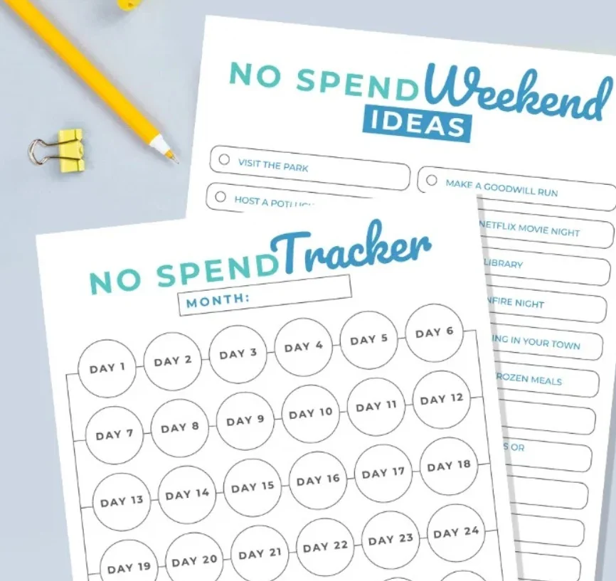screenshot of frugalcouponliving's no spend tracker printable