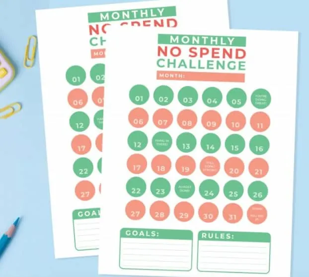 11 No Spend Trackers to Use with Your No-Spend Challenge