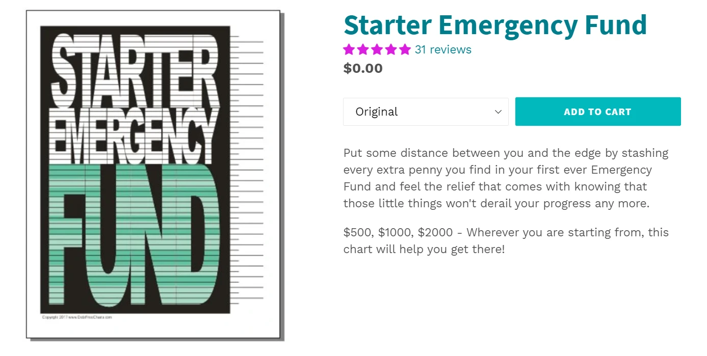 emergency fund free money goal tracker on black background