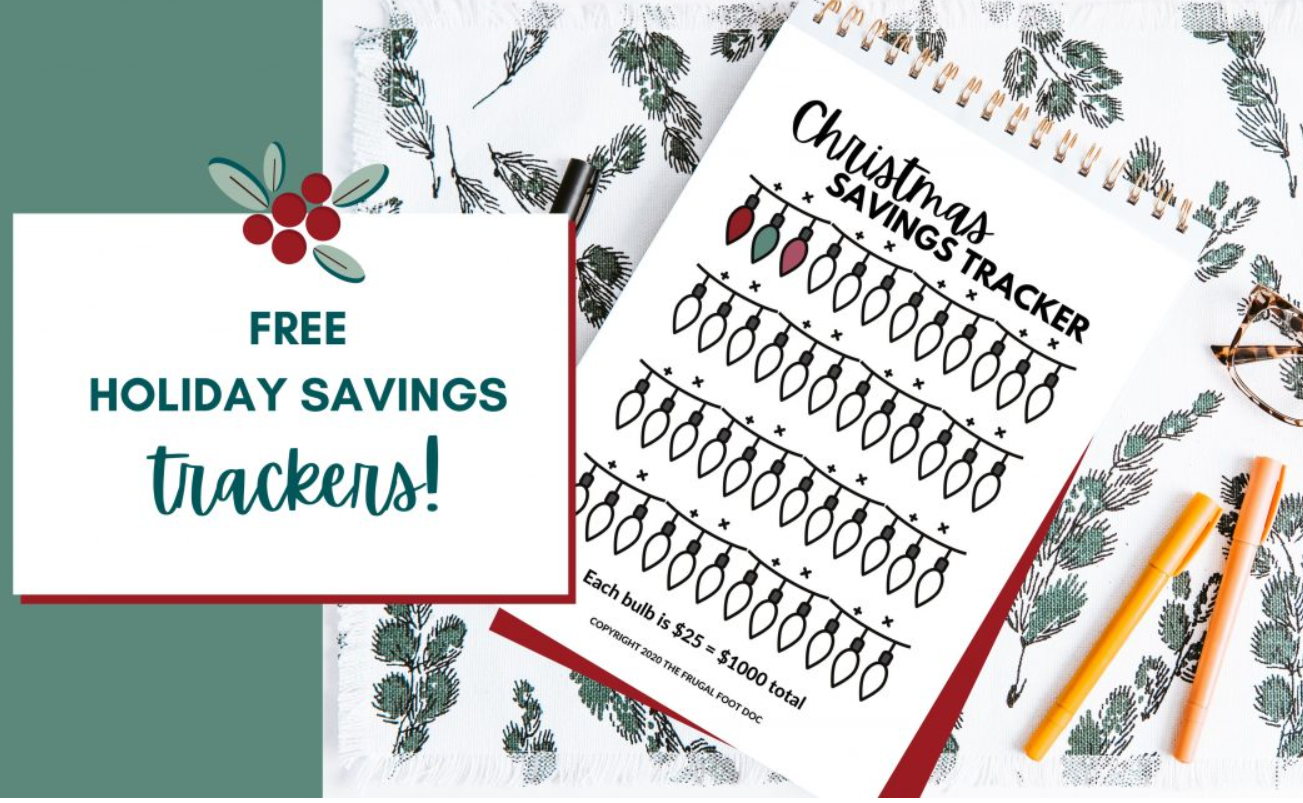 Christmas savings goal tracker with little Christmas bulbs to color in