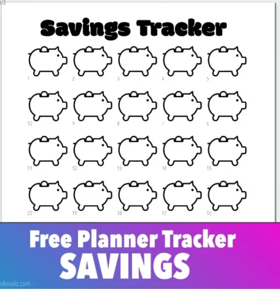 sheet of black and white pigs numbered as well you can print for savings tracker bullet journal