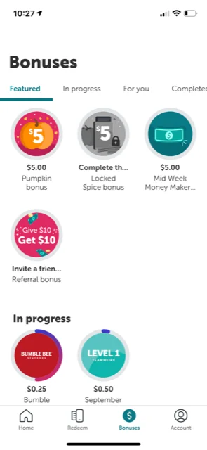 ibotta bonus offer examples like $5.00 pumpkin bonus, or $5.00 mid week bonus