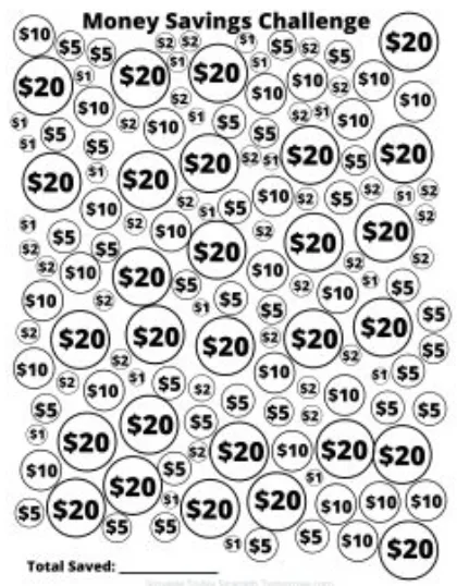 lots of random, little bubbles of various sizes for $20, $1, $5, and $10