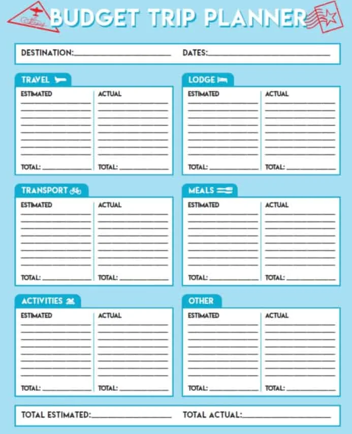 7 Free Vacation Budget Worksheet Printables (Start Planning!)