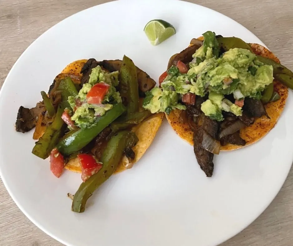 one of our favorite daniel fast menu ideas - portobello fajitas with guacamole