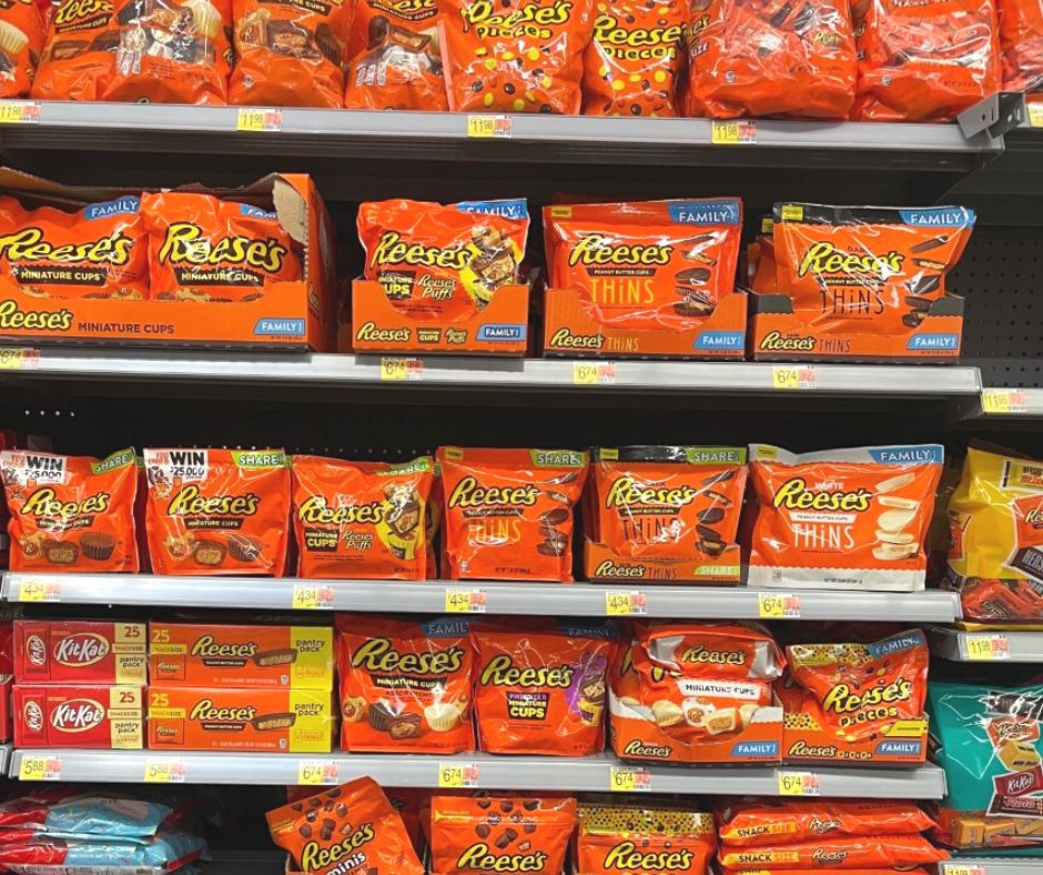 huge shelves filled with all kinds of Reese products