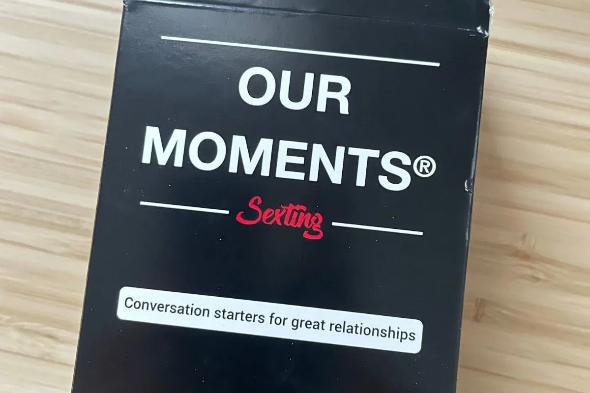 black deck of Our Moments sexting cards for fun conversation starters for couples
