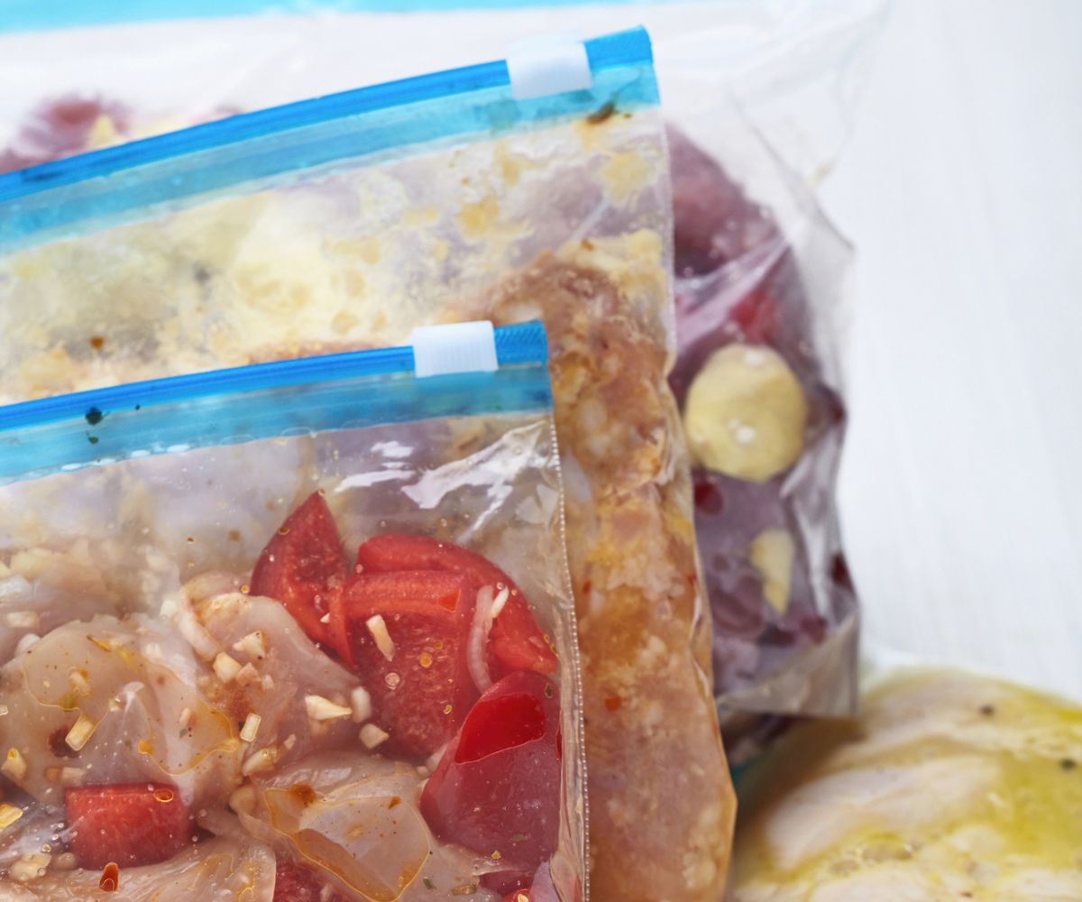 three bags of freezer meals waiting to be eaten