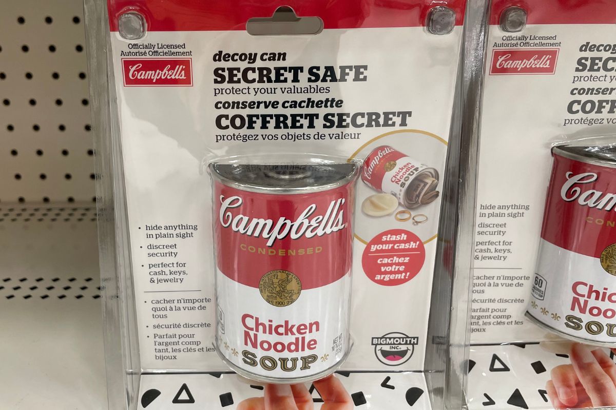 regular can of Campbell's Chicken Noodle Soup but as Diversion safe on store shelf