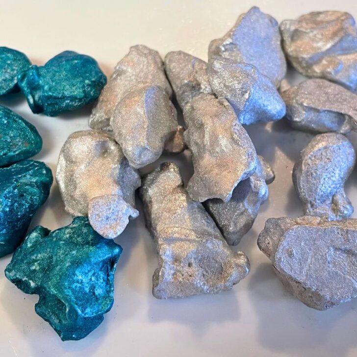 teal and silver colored edible gemstones - a unique bake sale treat