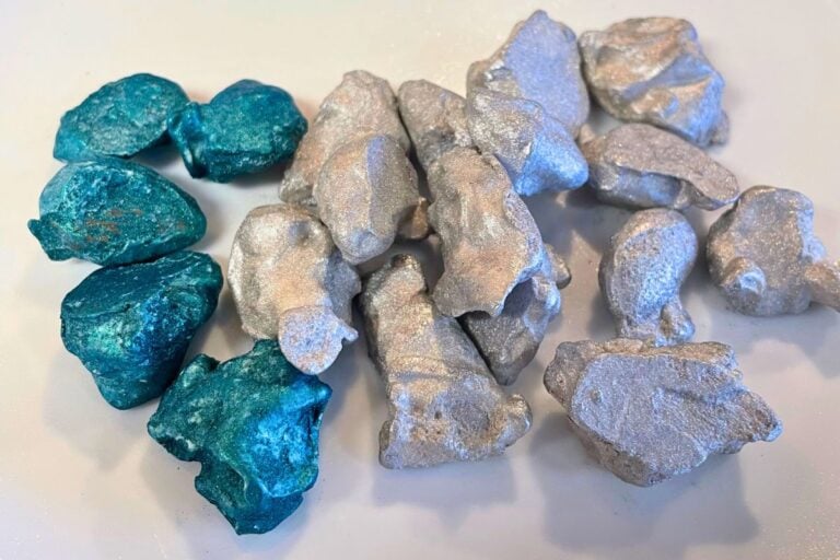 teal and silver colored edible gemstones - a unique bake sale treat