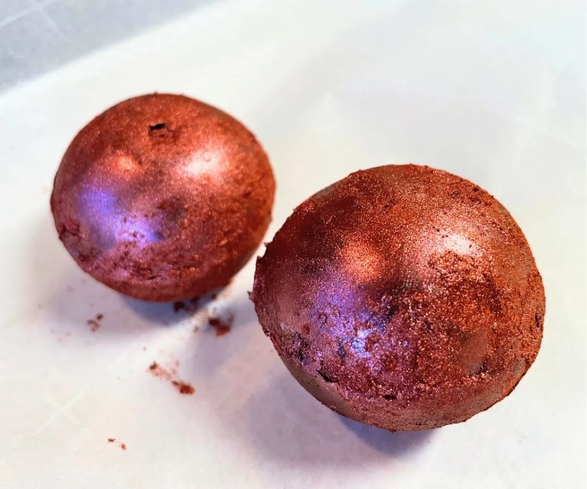 red edible glitter hot cocoa bombs