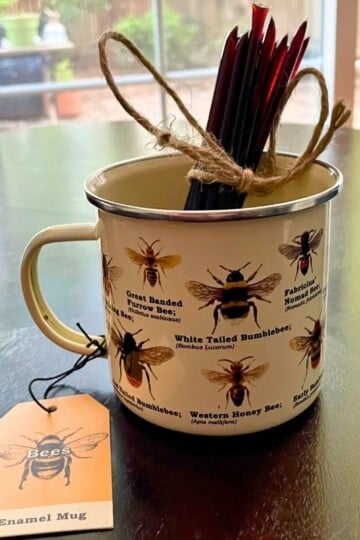 bee identification mug gift with honey elderberry sticks in it