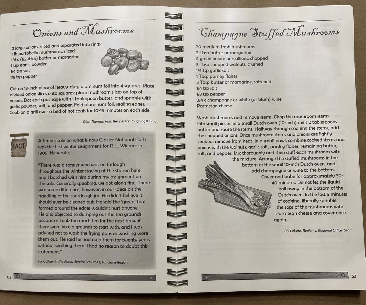 spread of two old recipes from the Camp Cooking cookbook