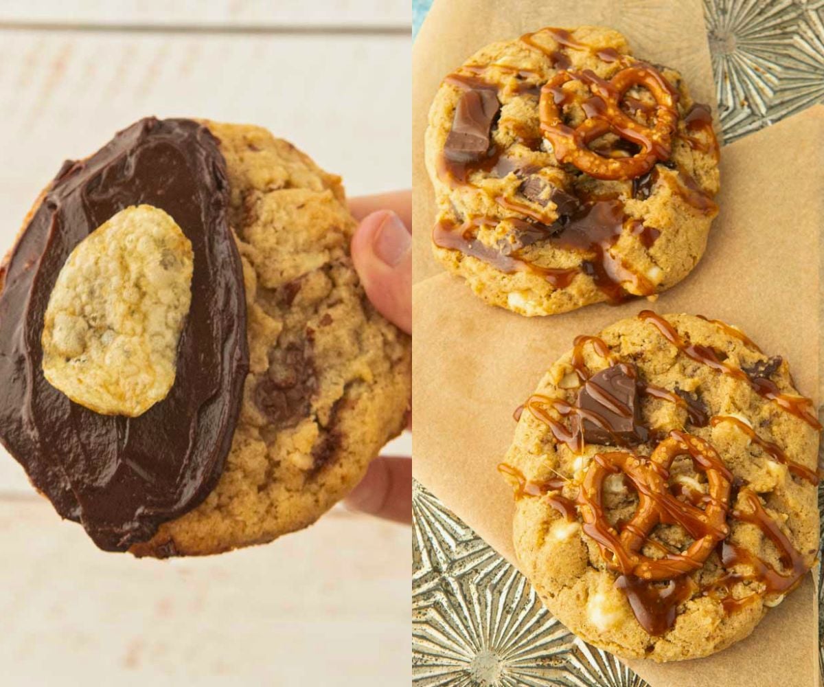 delicious looking pretzel cookies and potato chip cookies